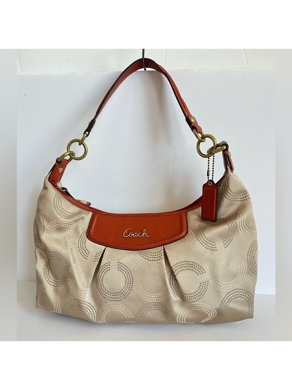 Coach Ashley Op Art Hobo Bag Khaki Orange F20031